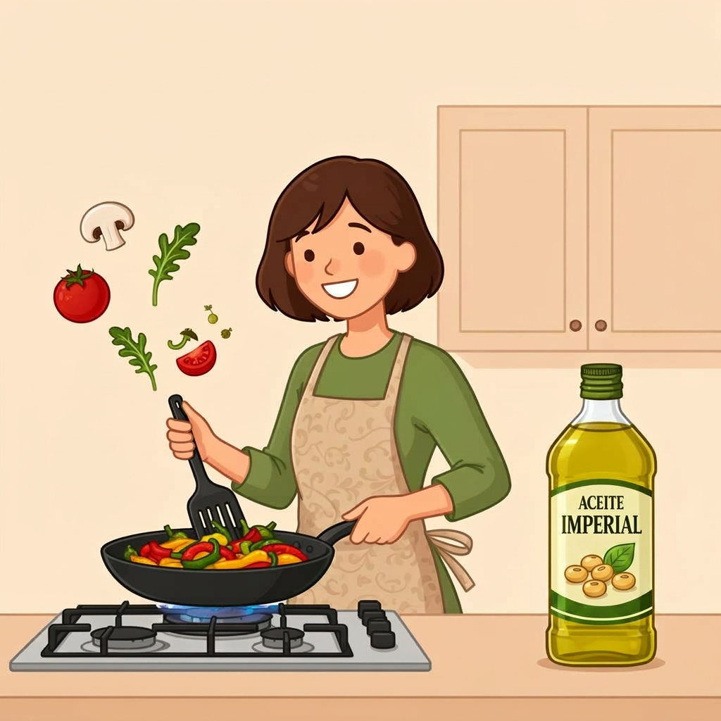 Mujer cocinando con Aceite Imperial